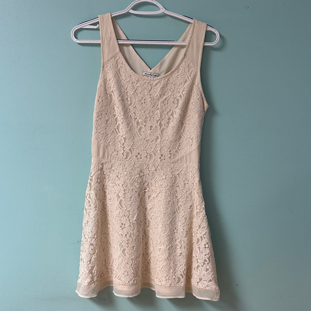 American Eagle Elegant Cream Lace Dress